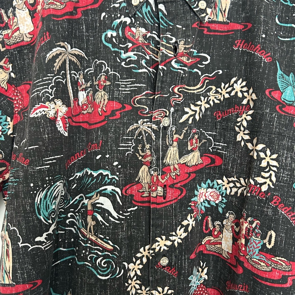 Reyn Spooner Classic Floral Shirt in Black and Red - Picture 2 of 5